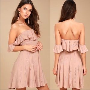 ASTR The Label Sabina Off-Shoulder Eyelet Dress mauve-SMALL
